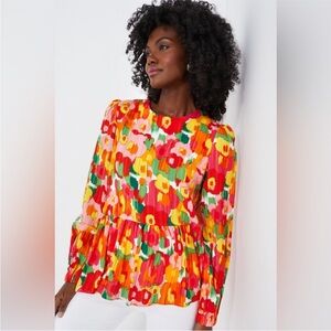 Pomander Place Floral Blouse - Red, Pink, Yellow, Green
